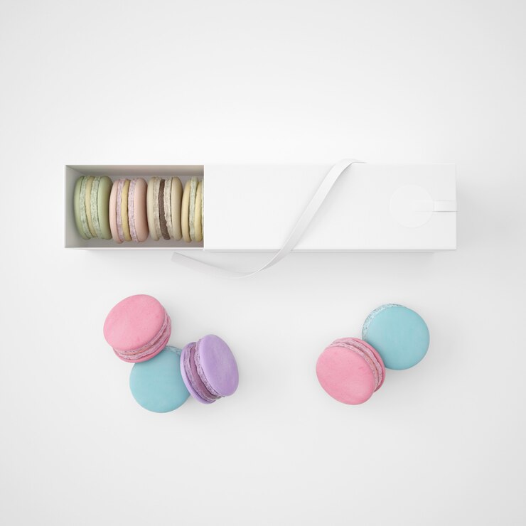 PSD paquete blanco con macarons