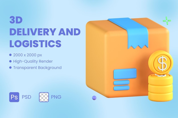 Paquete de caja de almacén de proveedor de ilustración de icono 3D