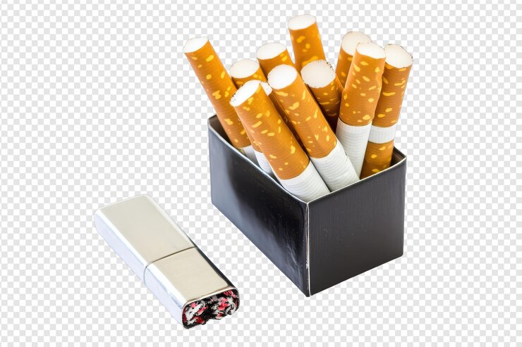 PSD paquete de cigarrillos de mentol con sabor a menta fresca con aislado sobre un fondo transparente