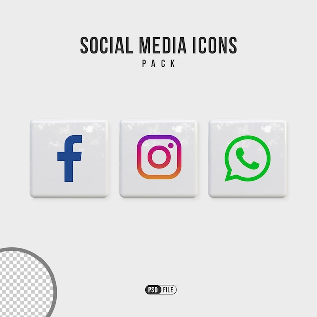 Paquete de colección de iconos de redes sociales 3d