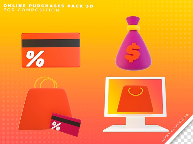 PSD paquete de compras online 3d