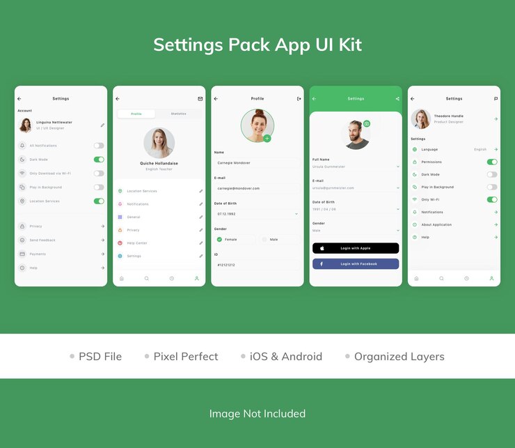 PSD paquete de configuración kit de interfaz de usuario de la aplicación