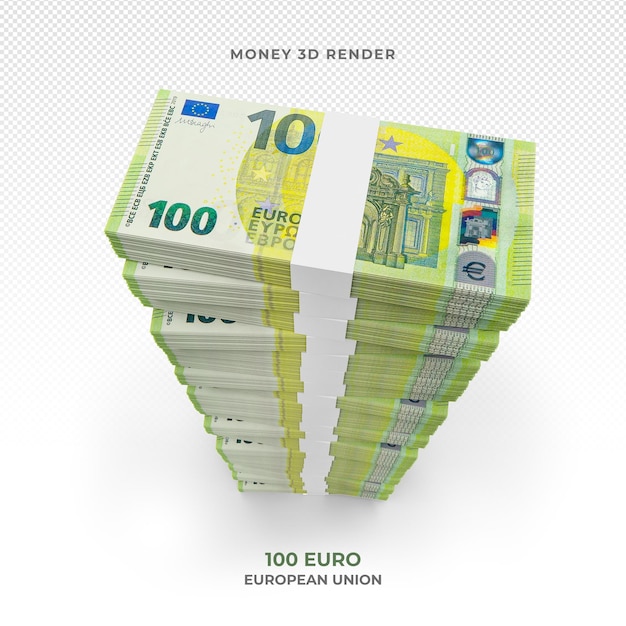 PSD paquete de dinero de 100 euros con candado 3d render