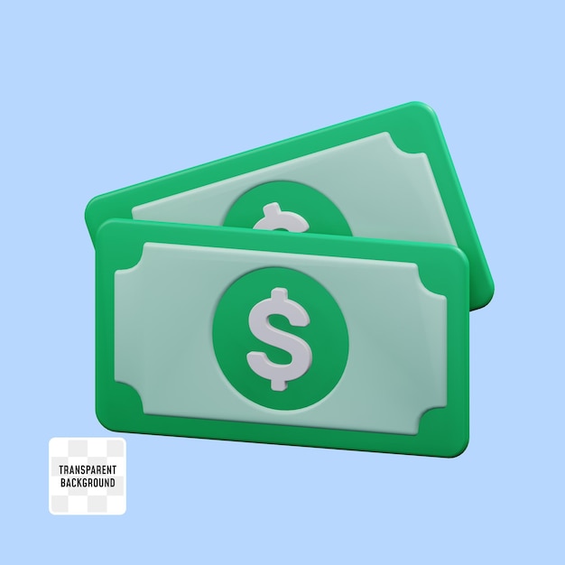 Paquete de dinero en efectivo para negocios financieros 3d render icono ilustración diseño