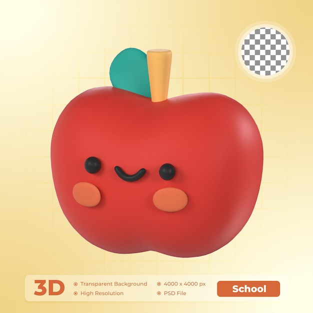 El paquete escolar del icono de renderización 3D de Apple
