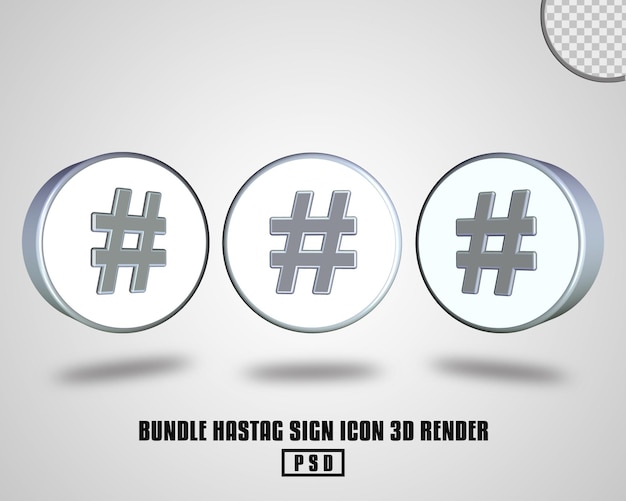 Paquete hastag signo icono 3d render