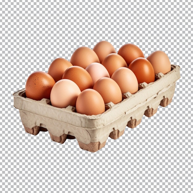paquete de huevos almacenados en una granja aislada sobre fondo transparente