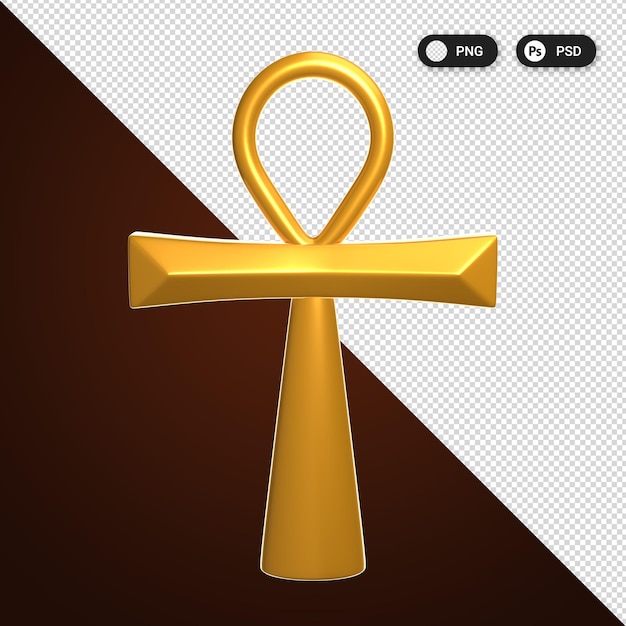 Paquete de iconos 3D de artefactos culturales de Ankh de Egipto configurado para banner y diseño UXUI