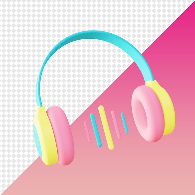 Paquete de iconos 3d elementos de diseño de redes sociales UI UX de música colorida para auriculares