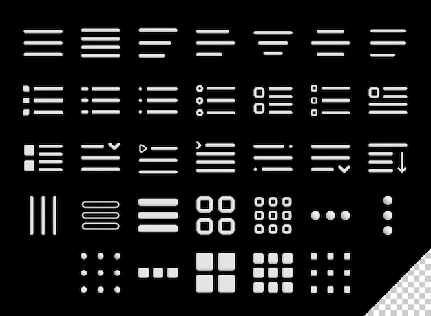 Paquete de iconos 3D de menú blanco
