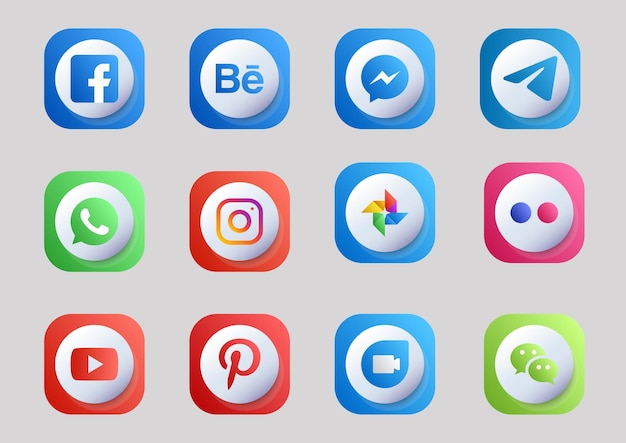 PSD paquete de iconos 3d de redes sociales psd