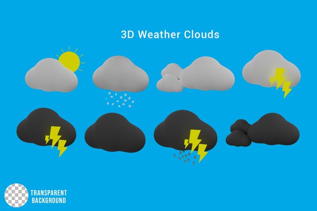 PSD paquete de iconos de nubes meteorológicas 3d