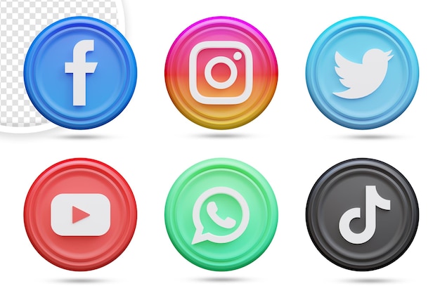 PSD paquete de iconos de redes sociales 3d