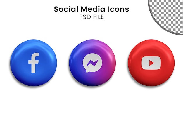 PSD paquete de iconos de redes sociales 3d