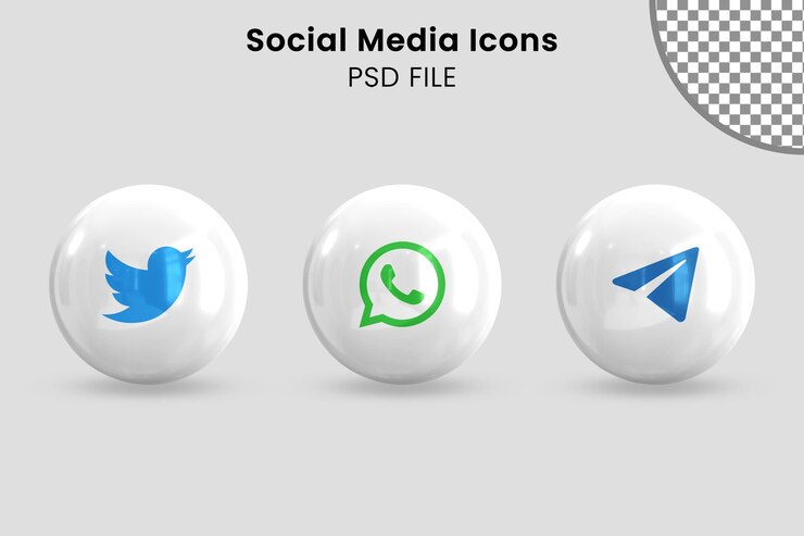 Paquete de iconos de redes sociales blanco 3d