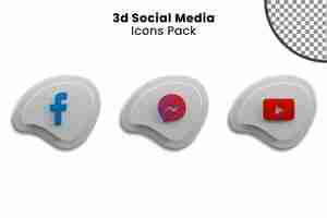 PSD paquete de iconos de redes sociales blanco 3d