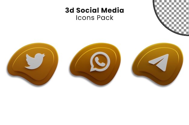 PSD paquete de iconos de redes sociales de oro 3d