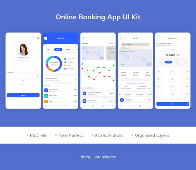 Paquete de kit de interfaz de usuario de la aplicación de banca en línea