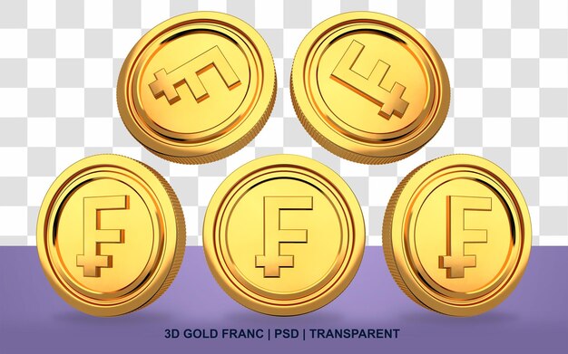 PSD paquete de monedas de oro franco transparente sin fondo