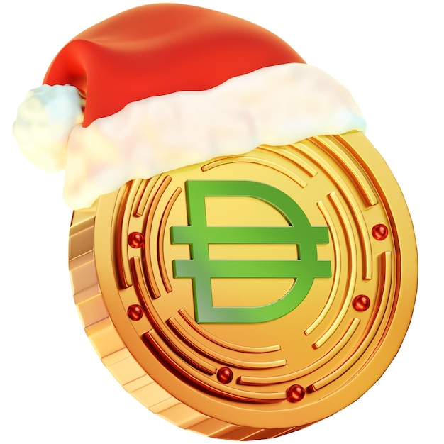 El paquete de Navidad de criptografía 3D del icono de la moneda Dai de Navidad