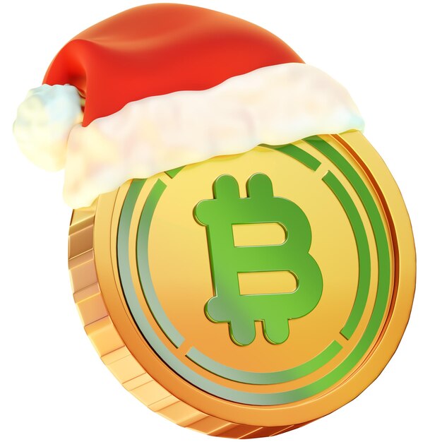 El paquete de Navidad criptográfica 3D de Navidad envuelto en el icono de la moneda Bitcoin