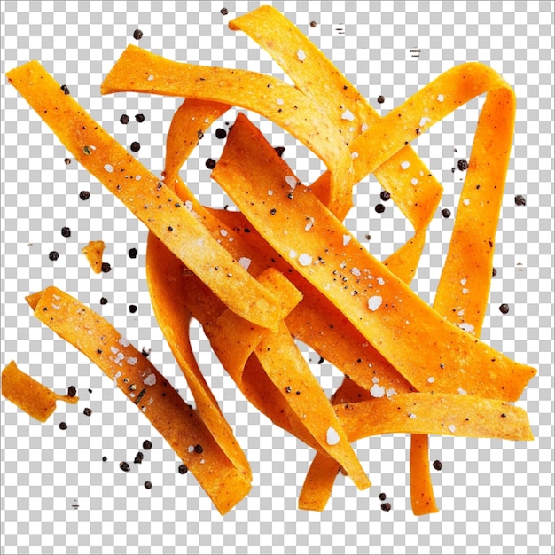 un paquete de papas fritas con una bolsa blanca que dice papas fritas en un fondo transparente