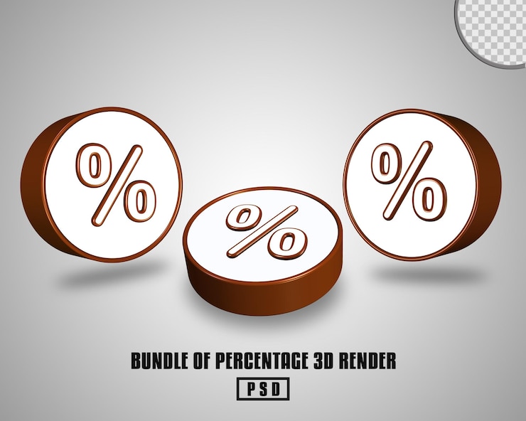 PSD paquete de porcentaje 3d render