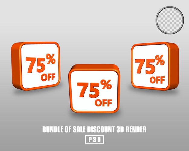 PSD paquete de procesamiento 3d de porcentaje de descuento de venta color de botón naranja blanco