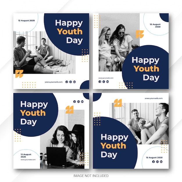 Paquete de publicaciones de instagram para el día internacional de la juventud