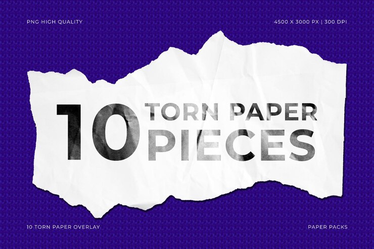 PSD el paquete de recubrimiento de piezas de papel rotas