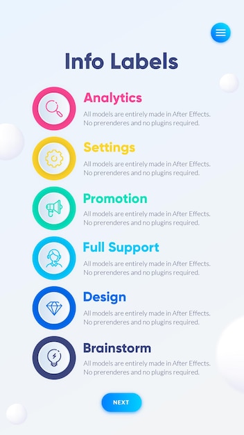 PSD paquete vectorial de cuatro opciones coloridas para infografías