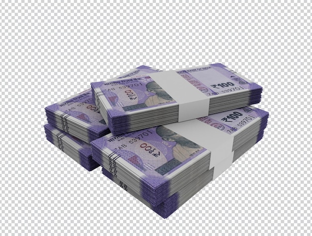 Paquetes de dinero de 100 rupias de dinero indio