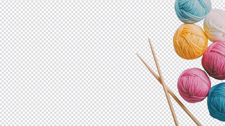 PSD un par de agujas de tejer y un hilo de colores perfectos para los entusiastas de la artesanía y los proyectos de bricolaje