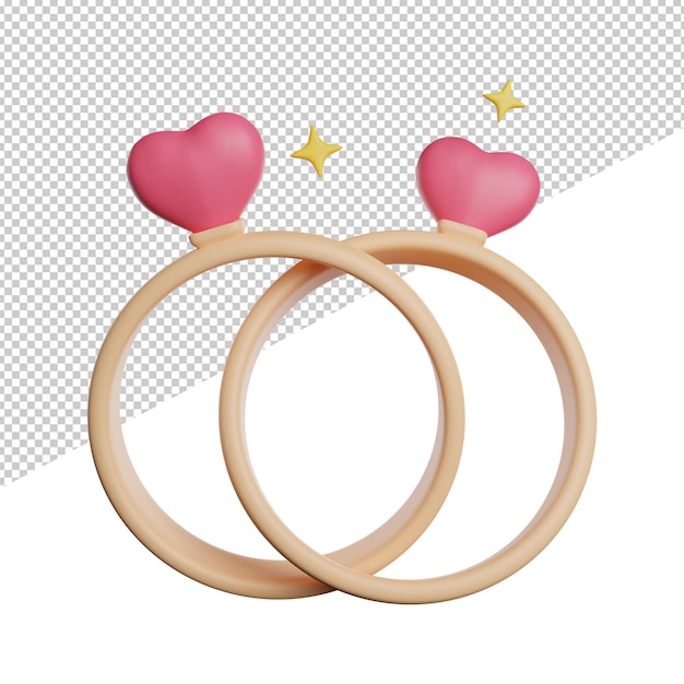 Un par de anillos con un corazón en ellos.