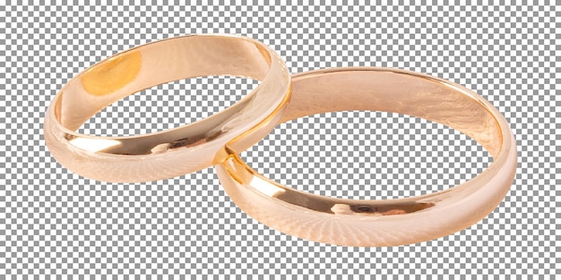 Par de anillos de oro con fondo transparente.