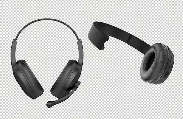 Un par de auriculares con un auricular negro a la izquierda y un auricular negro a la derecha.