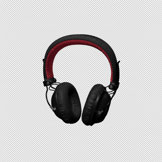 un par de auriculares con una banda roja