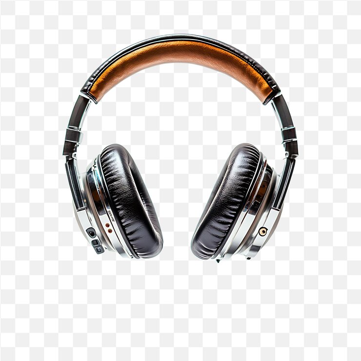 PSD un par de auriculares con un fondo transparente de banda marrón