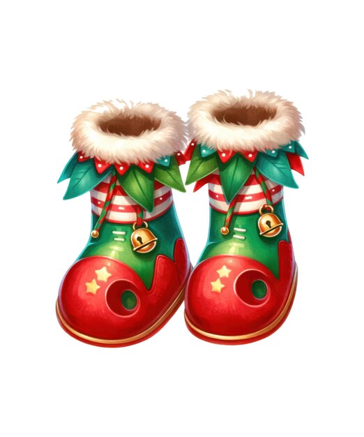 un par de botas de Navidad con una estrella en la parte inferior