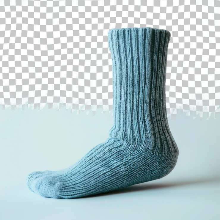 PSD un par de calcetines azules con un calcetín verde en la parte inferior
