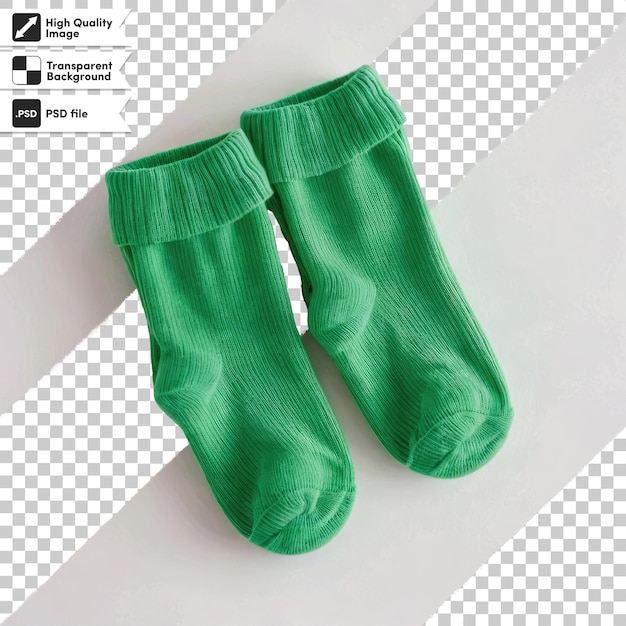 Un par de calcetines de colores PSD en un fondo transparente con una capa de máscara editable
