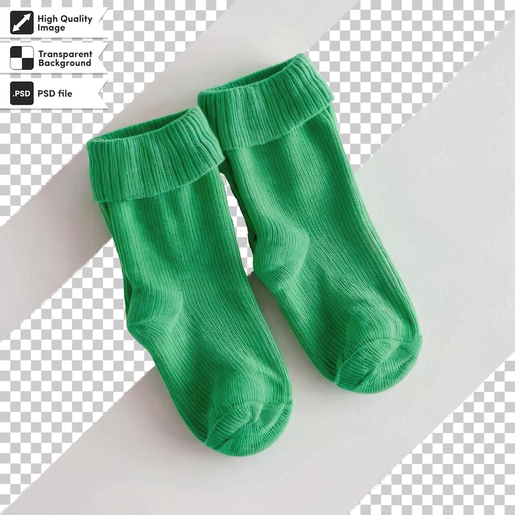 PSD un par de calcetines de colores psd en un fondo transparente con una capa de máscara editable