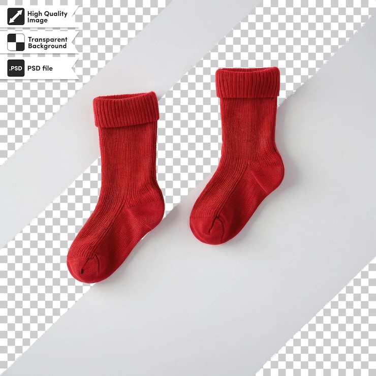 PSD un par de calcetines de colores psd en un fondo transparente con una capa de máscara editable