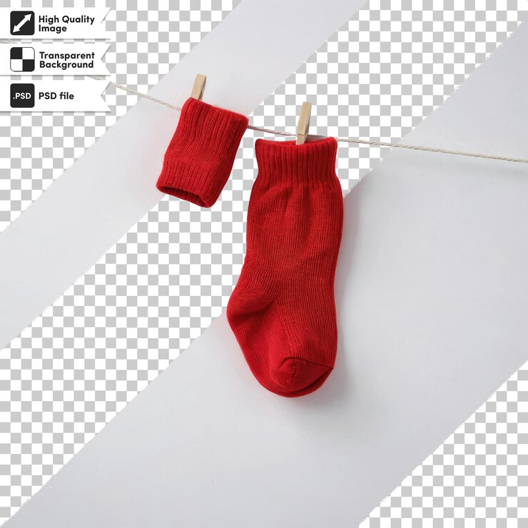PSD un par de calcetines de colores psd en un fondo transparente con una capa de máscara editable