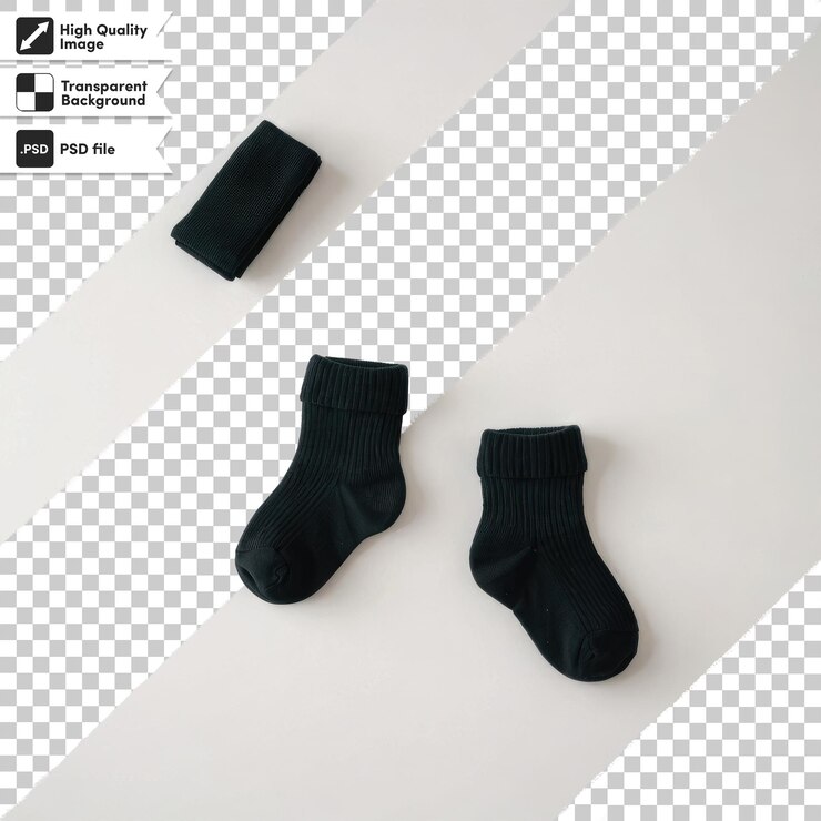 PSD un par de calcetines de colores psd en un fondo transparente con una capa de máscara editable