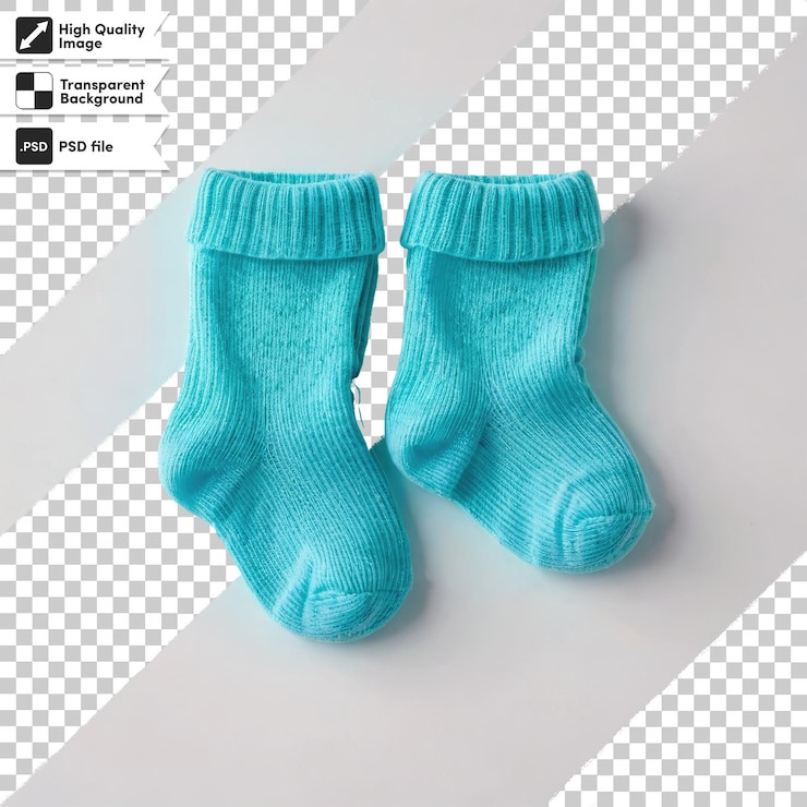 PSD un par de calcetines de colores psd en un fondo transparente con una capa de máscara editable