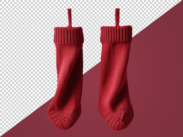 PSD un par de calcetines rojos con fondo transparente