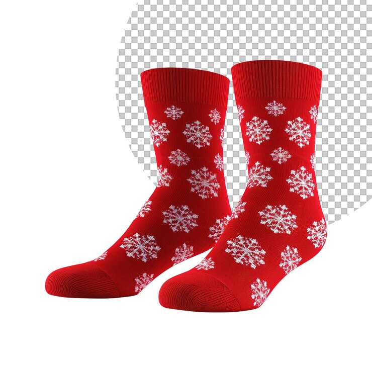 PSD un par de calcetines rojos de navidad en un fondo transparente