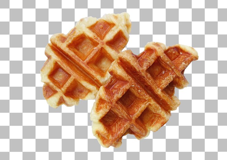 PSD par de croffles, masa de hojaldre popular hecha al hornear masa de croissant con waffle pan sobre transparente
