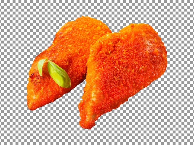 Par de filete de pechuga de pollo adornado con especias sobre fondo transparente